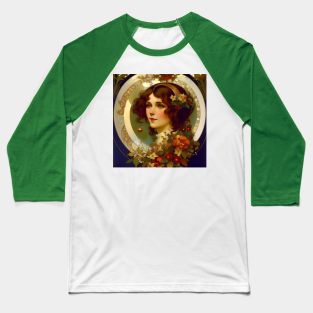 Christmas - AI - Art Nouveau Baseball T-Shirt